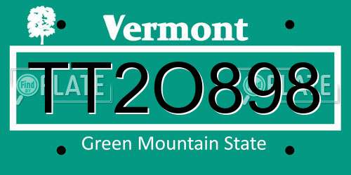 TT2O898 Vermont License Plate