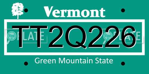 TT2Q226 Vermont License Plate