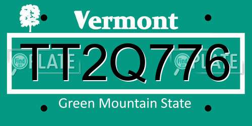 TT2Q776 Vermont License Plate