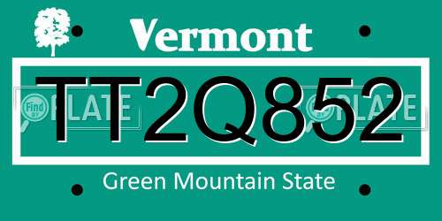 TT2Q852 Vermont License Plate
