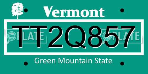 TT2Q857 Vermont License Plate