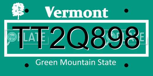TT2Q898 Vermont License Plate