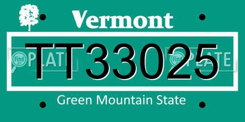 TT33025 Vermont License Plate