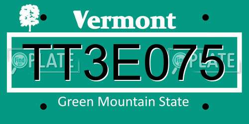 TT3E075 Vermont License Plate