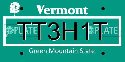 TT3H1T Vermont License Plate