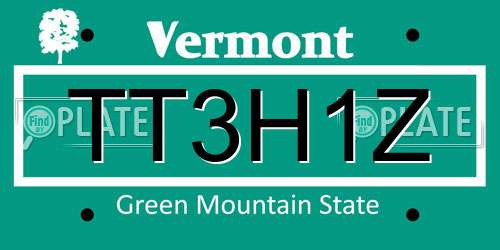 TT3H1Z Vermont License Plate