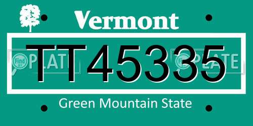 TT45335 Vermont License Plate