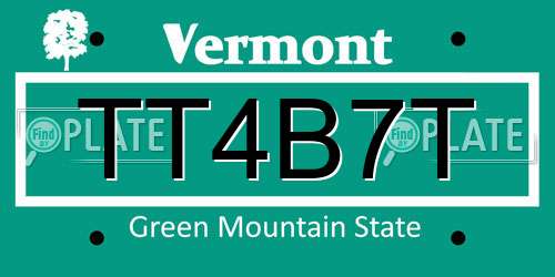 TT4B7T Vermont License Plate