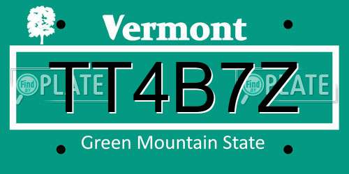 TT4B7Z Vermont License Plate
