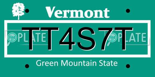 TT4S7T Vermont License Plate