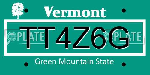 TT4Z6G Vermont License Plate