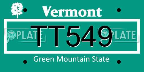 TT549 Vermont License Plate