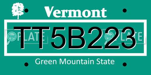 TT5B223 Vermont License Plate