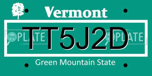 TT5J2D Vermont License Plate