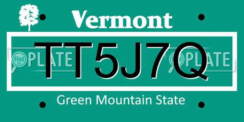TT5J7Q Vermont License Plate