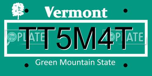 TT5M4T Vermont License Plate