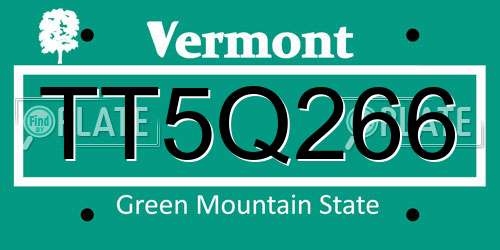 TT5Q266 Vermont License Plate