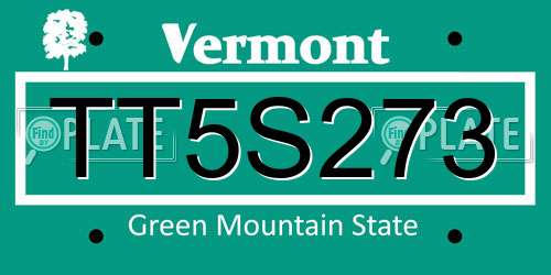 TT5S273 Vermont License Plate