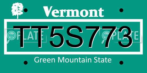 TT5S773 Vermont License Plate