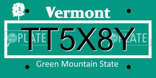 TT5X8Y Vermont License Plate