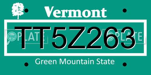 TT5Z263 Vermont License Plate