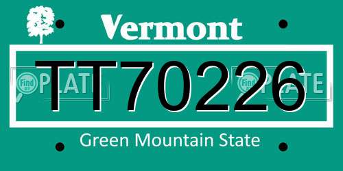 TT70226 Vermont License Plate