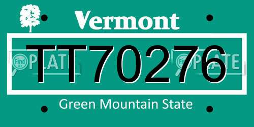 TT70276 Vermont License Plate