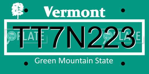 TT7N223 Vermont License Plate