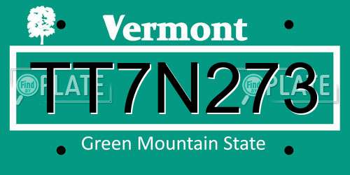 TT7N273 Vermont License Plate