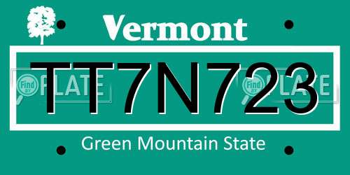 TT7N723 Vermont License Plate
