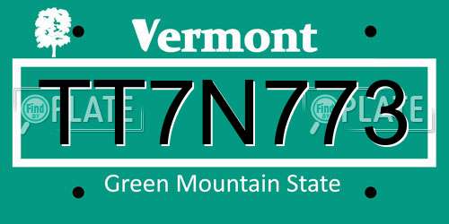 TT7N773 Vermont License Plate