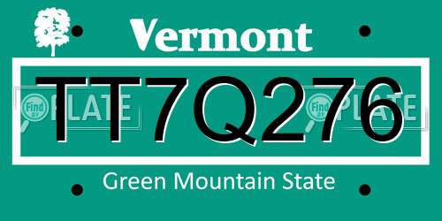 TT7Q276 Vermont License Plate