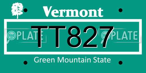 TT827 Vermont License Plate