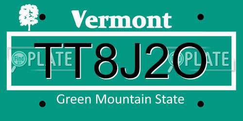 TT8J2O Vermont License Plate