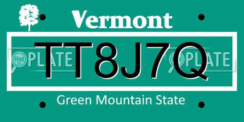 TT8J7Q Vermont License Plate