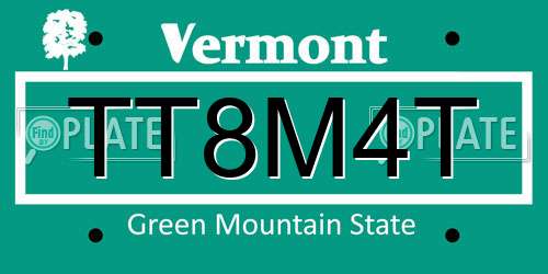 TT8M4T Vermont License Plate