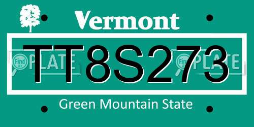TT8S273 Vermont License Plate