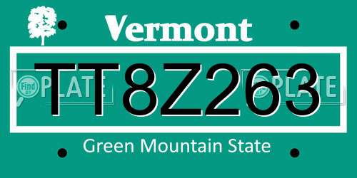 TT8Z263 Vermont License Plate