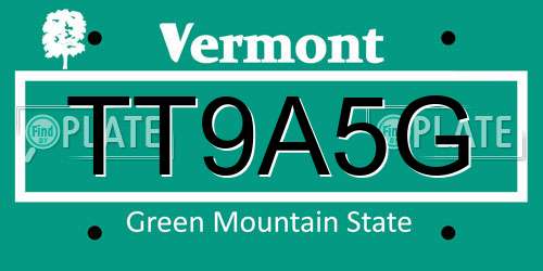 TT9A5G Vermont License Plate