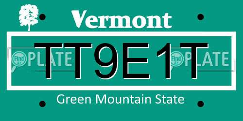 TT9E1T Vermont License Plate
