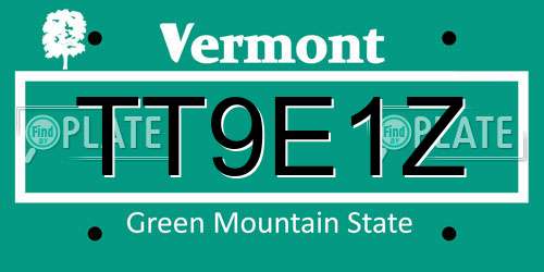 TT9E1Z Vermont License Plate
