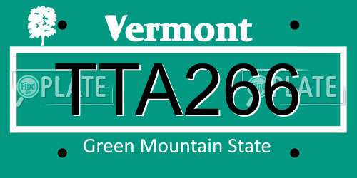 TTA266 Vermont License Plate