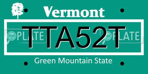TTA52T Vermont License Plate
