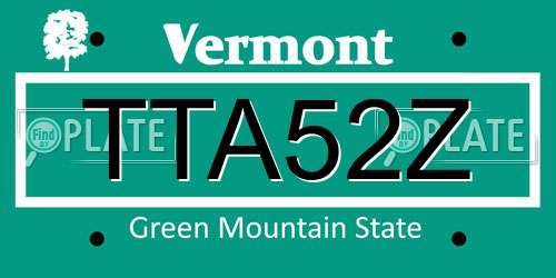 TTA52Z Vermont License Plate