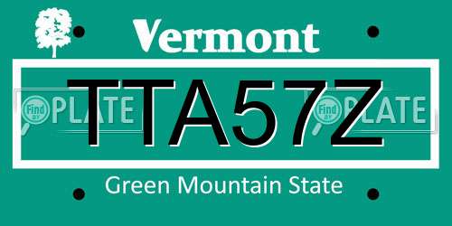 TTA57Z Vermont License Plate