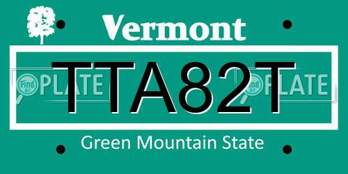 TTA82T Vermont License Plate