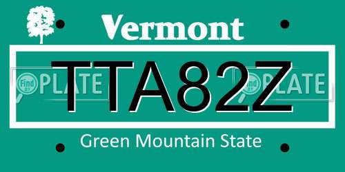 TTA82Z Vermont License Plate