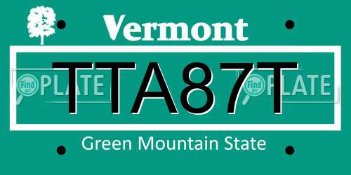 TTA87T Vermont License Plate