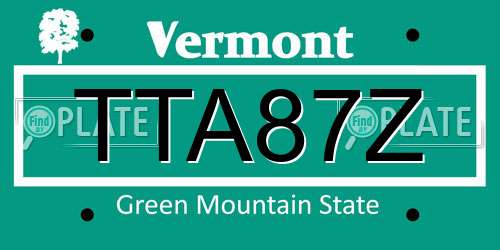 TTA87Z Vermont License Plate