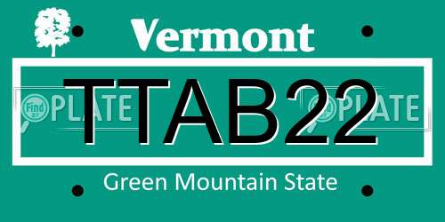 TTAB22 Vermont License Plate